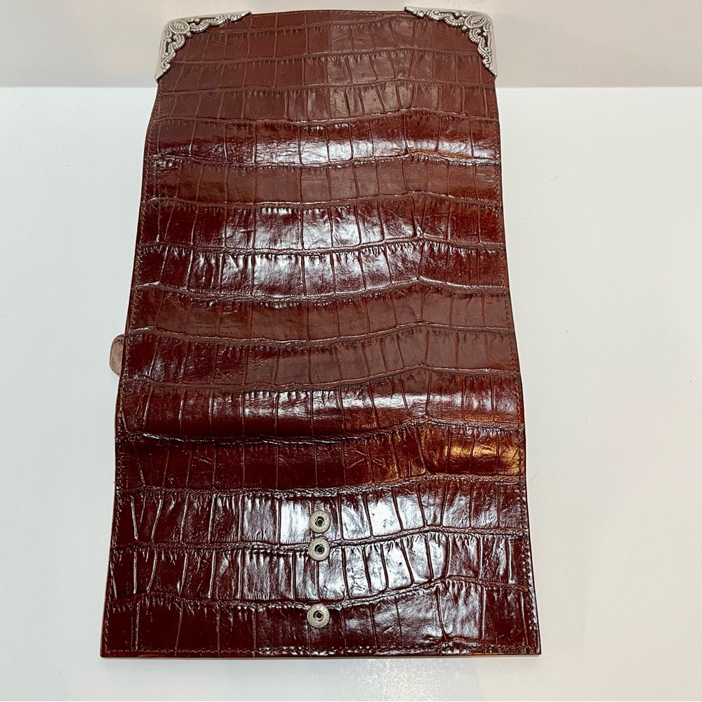 Brighton Crocodile Embossed Vintage Leather Clutch / Wallet Organizer - Picture 13 of 16